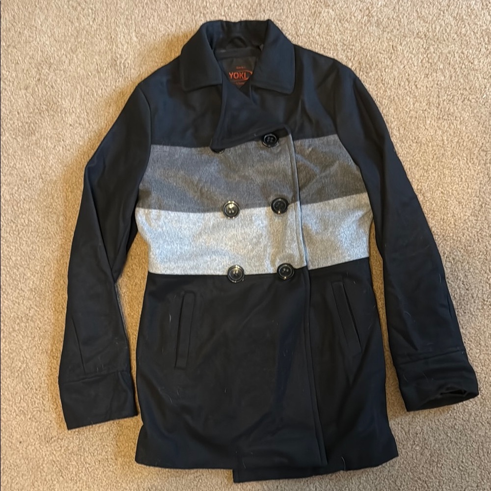 Black and Gray Double-Breasted Coat